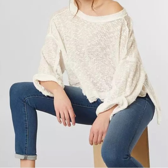 Free People Island Girl White Hacci Top - Picture 1 of 8